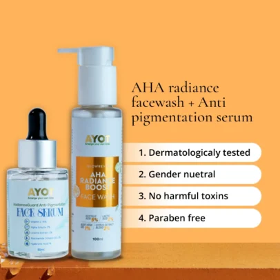 Aha facewash and dark spot remover face serum